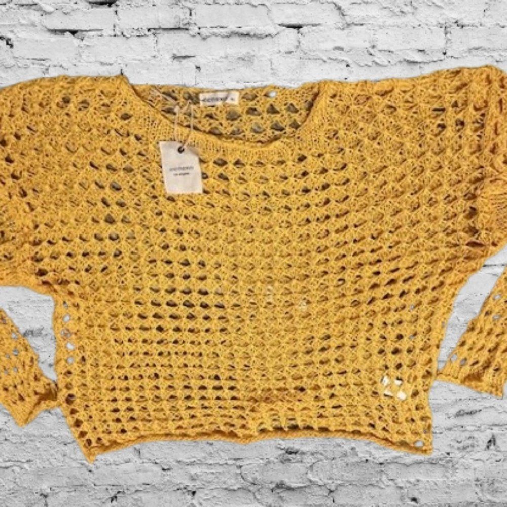Yellow Hollow Out Sweater Top (2) 4122 NWT Boutique - Picture 5 of 8